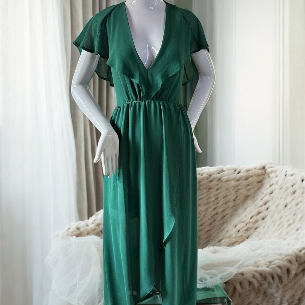 Romeo & Juliet Couture Green Ruched Wrap Sundress